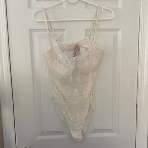 Elegant Lace Bodysuit in Cream- Victoria secret